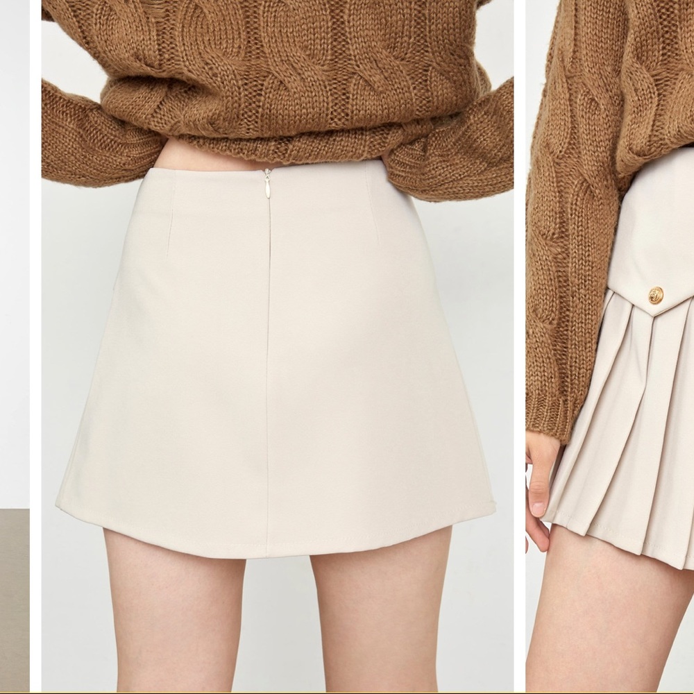 Beige Pleated Skirt - Picture 3 of 4